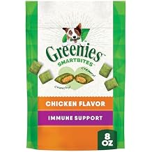 Greenies Smartbites Soft Dog Treats, Dog Immune Support Crunchy & Soft, Chicken Flavor, 8 oz. Pack