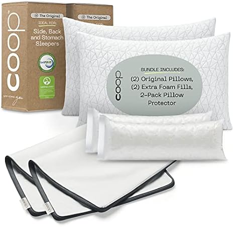 Coop Home Goods Original Pillow & Protector King Bundle, Set Includes (2) Original Loft Pillows & (2) UltraTech Waterproof Pillow Protectors