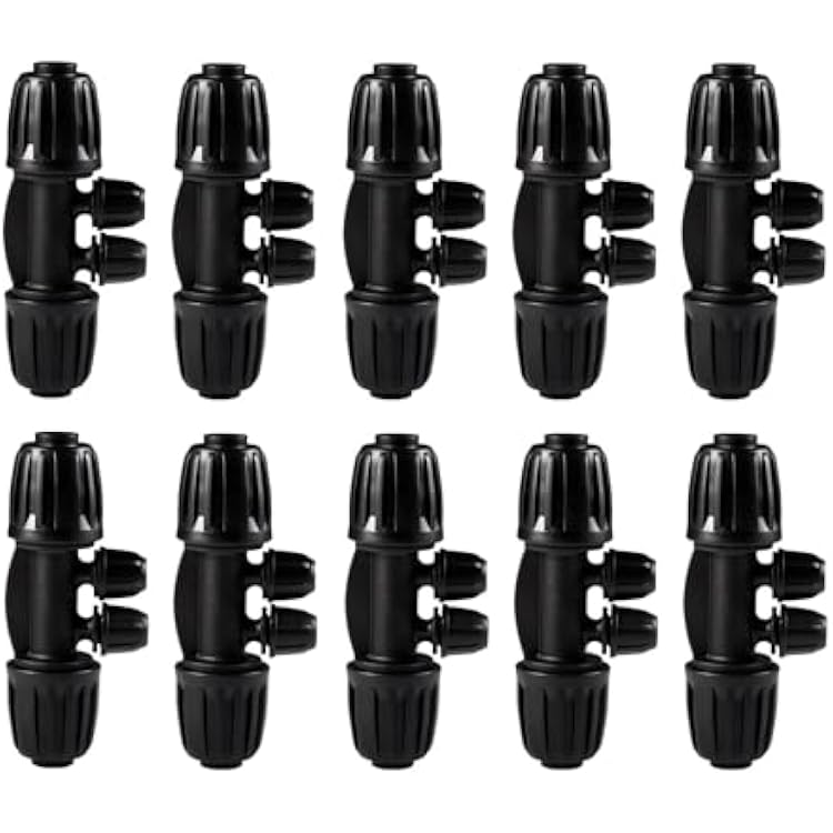 10PCS 12 Inch to 14 Inch Tubing Irrigation Fittings for 12 ID x 0.60-0.63 OD 16mm Drip Tubing,Locked Barbed Tee Connectors, Anti-Drop Straight Tee for Irrigation Tubing 4 Way