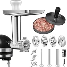 Metal Meat Grinder Attachment for Kitchen Aid Stand Mixer, Sausage Stuffer, Burger Press Maker, Food Processor Accessories for KA Machine