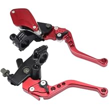 Brake Clutch Lever Hydraulic Master Cylinder Clutch 7/8" 22mm High Capacity Visualable Pump with Warning Switch Mirror Holder for Motorcycle Scooter Motorbike Mped ATV UTV Go Kart (Red)