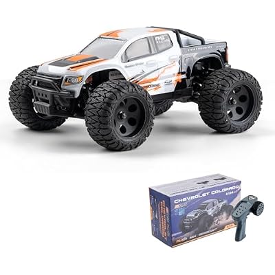 FMS FMT24 124 Chevrolet Colorado Brushed RC Truck RTR, Basher RC Cars, 4X4 Off-Road Hobby Grade Waterproof 2-Speed Switch RC Crawler with 370 Motor for Adults White