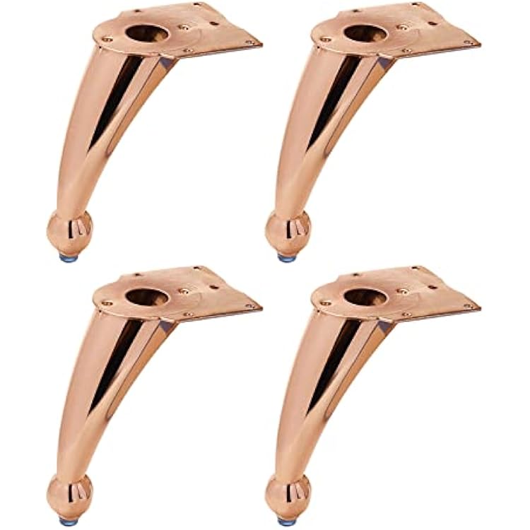 Semetall 4 PCS Metal Furniture Legs,6-Inch Height Modern Iron Table Legs Rose Gold Furniture Feet DIY Replacement for Chair,Table,Dresser,Cabinet,Couch