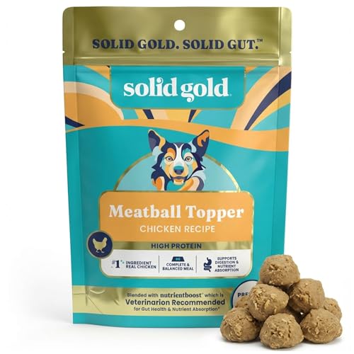 Solid Gold Meatball Dog Food Toppers for Dry Food - High Protein Chicken Meatball Topper for Dogs - Complete Meal, Meal Mix in or Soft Dog Treats - Gut Support - 3 Pack Refrigerate After Opening