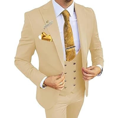 Wangyue Mens Suits 3 Piece Slim Fit Suit for Men Double Breasted Suit Men Formal Wedding Prom Tuxedo Suit