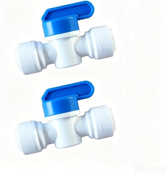 3/8" Quick Connect Ball Valve, 2 Pack Food Grade Shut Off Valve for RO Water Filter, Refrigerator and Ice Maker Water Line
