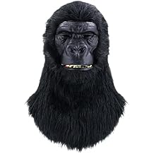 Shop Love Gorilla Mask, Realistic Furry Full Head Mask, Moving Jaw, Adult Size, One Size Fits Most Adults and Teenagers, Black, Unisex, Halloween, Christmas, Costume Party Props