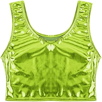 inhzoy Womens Shiny Metallic Crop Tank Top