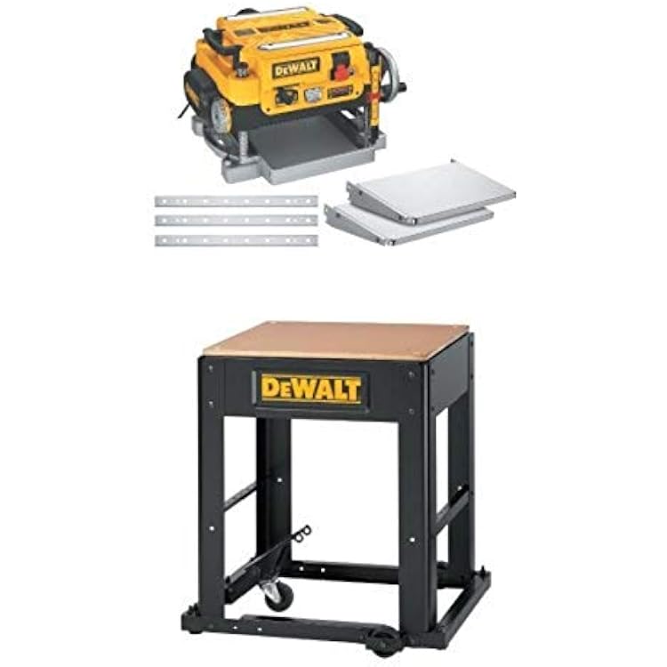 DEWALT Thickness Planer and Stand Bundle, 13-inch Wood Planer, Three Knife Two Speed, 15 Amp, 20,000 RPM Motor, DEWALT Planer Stand with Integrated Mobile Base, 24 x 22 x 30 DW735X and DW7350