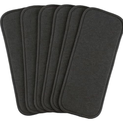 Reusable Cloth Diaper Insert Pads for Baby, Super Absorbent Washable Inserts, Soft Cotton Fabric, Gray Rectangular Inserts with Rounded Corners (Pack of 6)