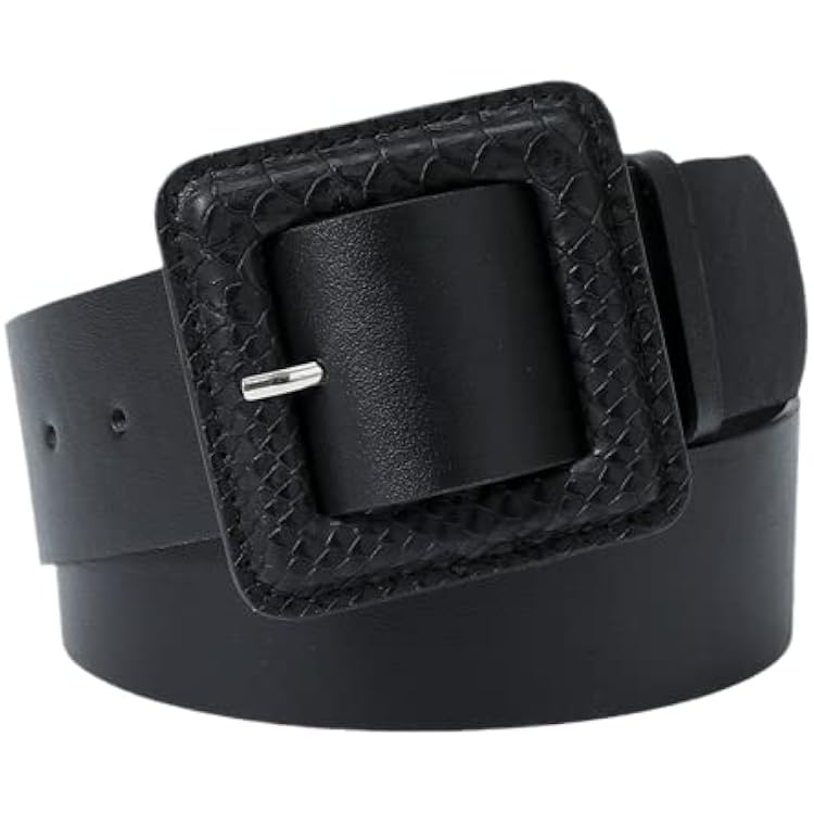 Women Girls Candy Colors Faux Leather Belt Multi-Color Options Waistband Simple Square Pin-Buckle for Pants Jean Dress105cm41.3, Black