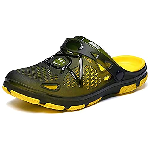 Hitmars Mens Clogs Lightweight Garden Shoes Breathable Clogs Beach Slippers Slip On Mules Pool Beach Yard for Men Black Blue Yellow Size US 7-13