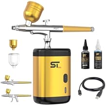 Supreme Trimmer Barber Airbrush Kit Cordless Hair and Beard Enhancement System with Ink Cleaning Solution 2 Style Triggers for Thinning Hair Natural Texture Fuller Looking Hair - AG1 Gold