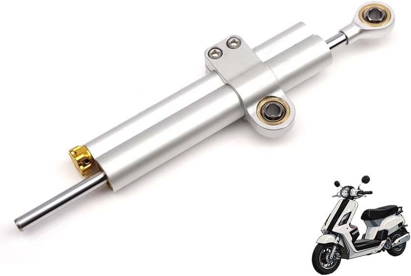 JUZELY Motorcycle Steering Damper Stabilizer for Piaggio Liberty 150 2010-2023, Adjustable Safe Control Steering Stabilize Damper Motorcycles Aluminum Dampers,Silver-C
