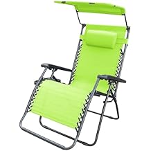Jeco Oversized Zero Gravity Chair with Sunshade and Drink Tray Lime Green