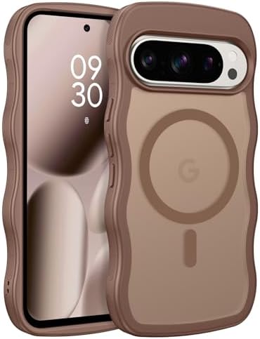 BENTOBEN Magnetic for Google Pixel 10 Pro XL Case Cute, Curly Wavy Pixel 10ProXL Case [Compatible with MagSafe]Anti-Slip Bumper Matte Slim Women Men Boys Cover for Google 10ProXL 6.8", Desert Titanium