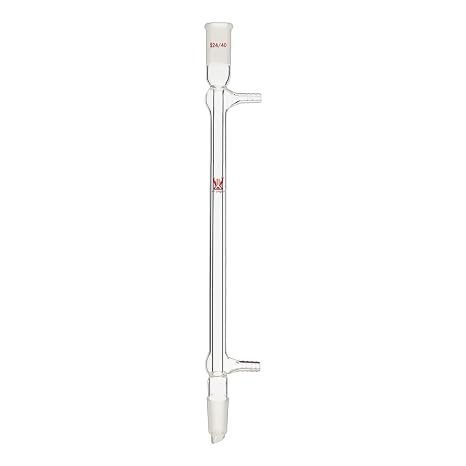 Liebig Condenser with 24/40 Joints, 300mm Jacket Length & 10mm Glass Hose Connection, Borosilicate Glass Liebig Condenser, Lab Glassware