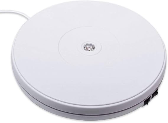 fotoconic Motorized Rotating Display Stand, 10 Inches Electric Turntable with LED light, White Revolving Base, 10kg/20pounds Centric Loading for Jewelry, Collectible Display