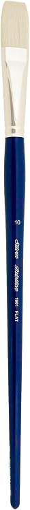 Silver Brush 1901-10 Bristlon Stiff Synthetic Long Handle Filament Brush, Flat, Size 10 | Long Handle, Stiff Fine Point Synthetic Bristle, Lightly Textured Strokes, Maximum Paint Absorbency, Easel Painting