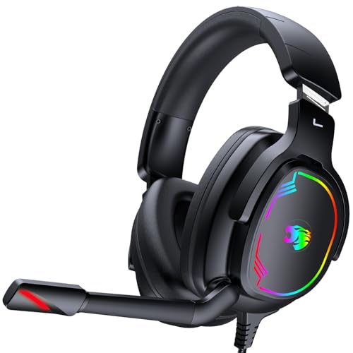 Gaming Headset for PCPS4PS5Xbox OneSwitch, Stereo Surround Sound Gaming Headphones with Noise Canceling Flexible Mic, Computer Headset with 3.5mm JackBlack