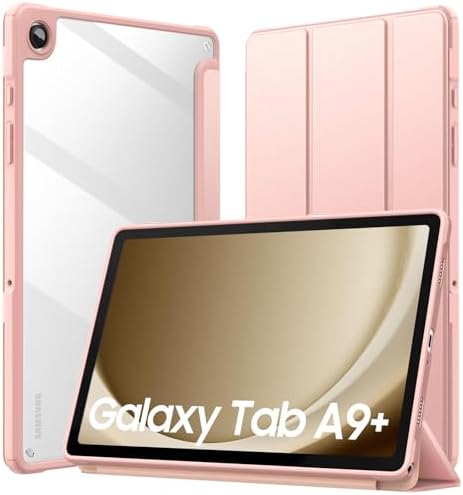 MoKo Case for Samsung Galaxy Tab A9 Plus Tablet 11 Inch 2023, Ultra Transparent Back Slim Cover with Auto-Wake for Samsung Galaxy Tab A9 Tablet 2023, Rose Gold