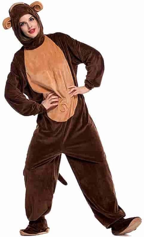 Animals Onesie Costume for Adults Animal Piece Pajama with Attached Hood and Tail Halloween Cosplay