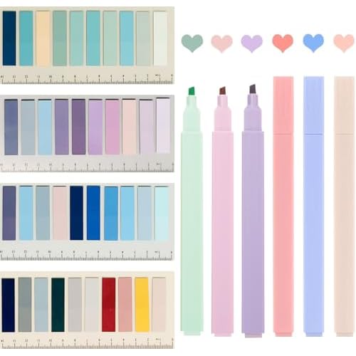 Sticky Book Tabs with Highlighers, 800 PCS Annotation Tabs for Annotating Books, Moran and di Writable Page Flags Marker, Sticky Notes Index Tabs for Files Classification, 6 PCS Highlighters