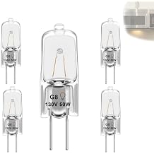 5 Pack WB08X10057 Microwave Light Bulb Compatible with GE Microwave Oven, 130V 50W G8 Bi-Pin Halogen Under Microwave Light Bulb, Over Stove Replacement Light, Replaces WB08X10051 AP4369133
