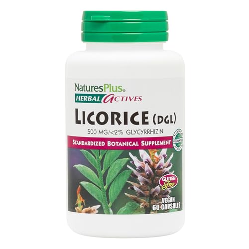 NaturesPlus Herbal Actives Licorice DGL Capsules - 60 Capsules - Non-GMO, Vegan, Gluten Free - 60 Servings