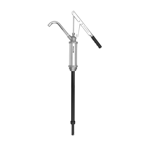 Groz Lever Action Oil Drum Pump EBP-02, 300 ml/Stroke, Fits 15-55 Gallon (50-205 L) Drums, 1-1/2" and 2" Bung, Curved Metal Spout, Telescopic PVC Suction Tube for Diesel and Motor Oil (44116)