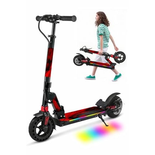 Electric Scooter for Adults, 350W Powerful Motor,19Mph,18Mile Range,Dual Suspension,LCD Display,Dual Braking,Escooter for Adults and Teens,Colorful Lights