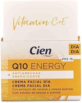 Cien Energy Q10 Energy Anti-Wrinkle Day Face Cream 50ml SPF 15 Energizing with Orange Extract and Acerola Cherry
