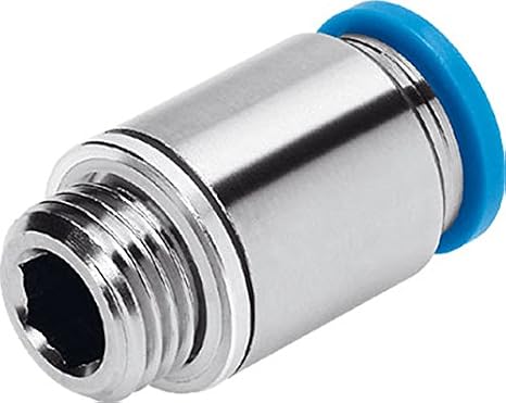 Festo 186110 QS-G1/4-8-I Push-in Fitting, Nickel Finish, 5 mm Inside Diameter Minimum Order Requirement 10 / Order in Multiple of 10