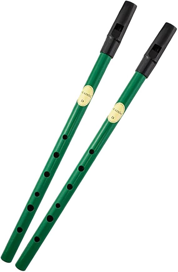 Feadog Feadog Set of 2 Brass Traditional Irish Whistle in the Key of D and C Made in Ireland Musical intrument Present (Green Key D)