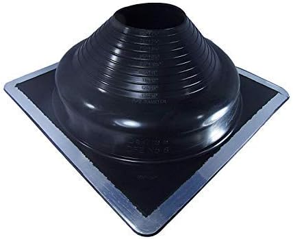 Dektite Metal Roof Pipe Flashing Boots Kit -  With Free Screws, Hex Bit Diver, and Pair of Nitrile Coated Gloves (#8, Black - Square Base)