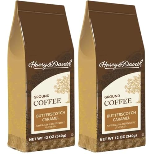 Harry & David Butterscotch Caramel Flavored Ground 100% Arabica Coffee - 12 Ounce Pack of 2