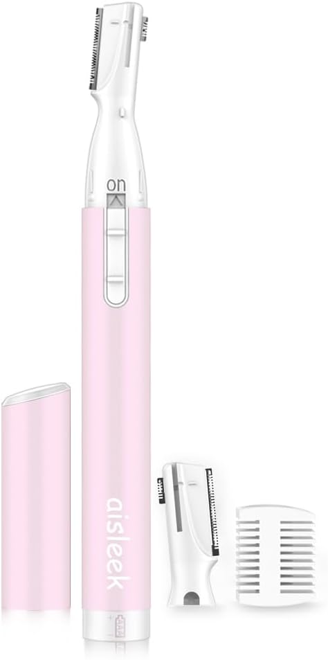 Eyebrow & Facial Hair Trimmer, Precision Detailer with Rinseable Blade, Battery Operated, Double-Sided Razor for Fine Hair, Chin & Peach Fuzz, Compact Pen Size, Safe & Gentle Touch-ups