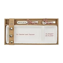 Mud Pie Circa Holiday Sectioned Tray Set, White, 4 1/2" x 13"