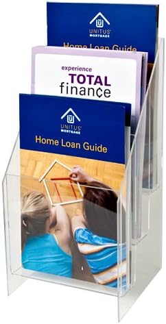 Clear-Ad - MPF-5585-3 - Premium Acrylic 3 Pocket Brochure Holder 5.5x8.5 - Transparent Plastic Pamphlet Display Stand (Pack of 1)