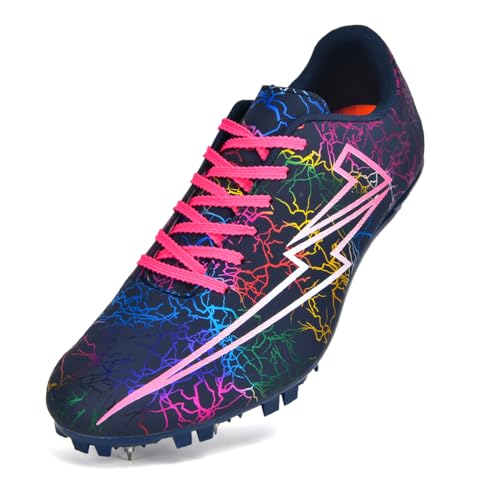 Track Spikes Shoes Field Distance Running Mens Spikes Sprint Sneakers Athletic Race Jumping Breathable Training Lightweight Track and Field Shoes for Mens Youth Boys Girls Women