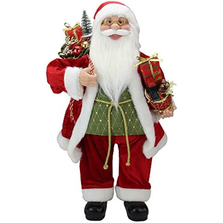 Northlight 24 Red and White Santa Claus with Presents and Drum Christmas Figure