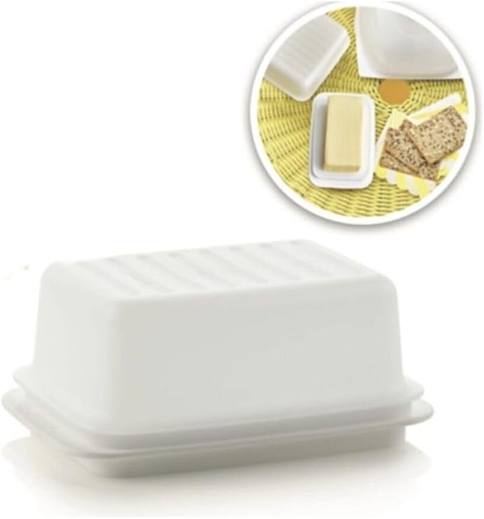 Tupperware Kapaklı Tereyağlık Saklama Kabı Beyaz Esc