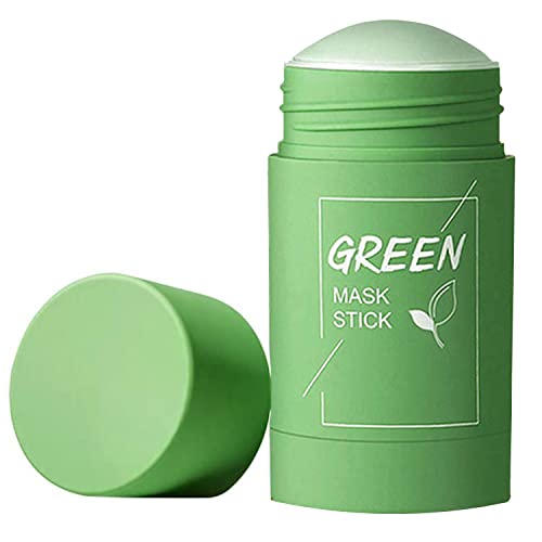 Green Tea Mask Stick, Green Mask Stick Blackhead Remover and Deep Cleansing Oil Control and Anti-Acne Solid and Fine, Suitable for All Skin Types Green Tea
