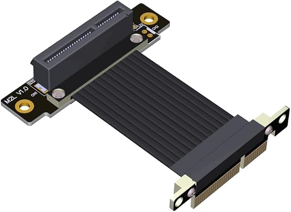 ADT-Link PCIE 4.0/3.0 X1 Riser Cable Dual 90 Degree Right Angle PCIe 3.0 x4 to x4 Extension Cable PCI Express 4X Riser Card Ribbon Extender (M22SL-TL 4.0, 15cm)