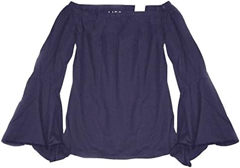 Ann Taylor LOFT -Womens Velvet Trim Bell Sleeve Shoulder Tee