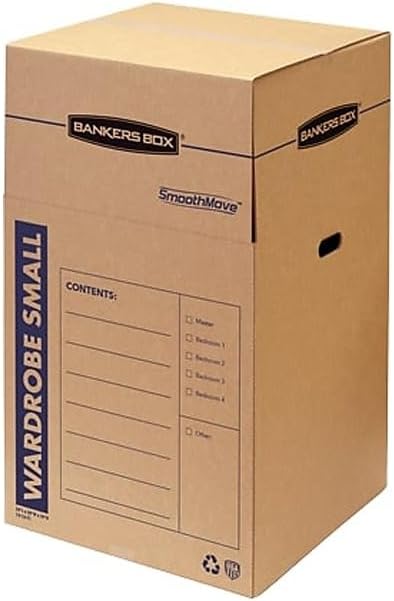 Bankers Box 3-Pack Short Wardrobe Moving Boxes, 20" x 20" x 40"
