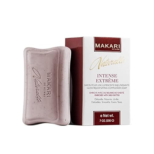 MAKARI Naturalle Intense Extreme Skin Brightening Soap 7 oz | Exfoliating & Purifying Bar with Shea Butter & SPF15 | Glow-Enhancing Cleanser for Uneven Areas