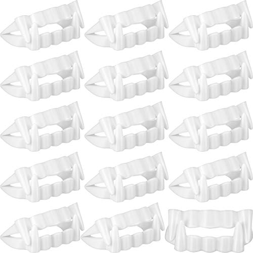 JOVITEC 50 Pcs Plastic Vampire Teeth Halloween Vampire Fangs Fake Fangs Werewolf Denture Halloween Cosplay Favors White