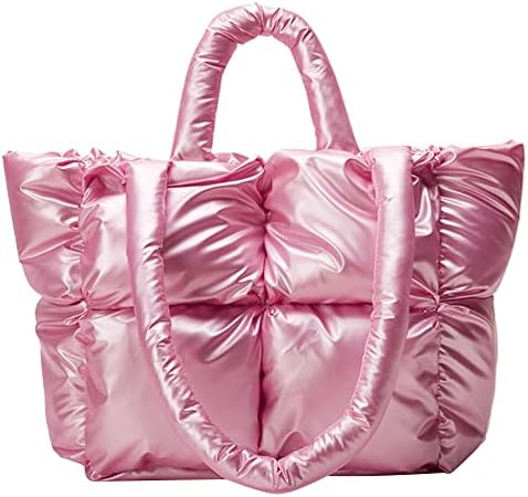 Puffer Tote Bag Soft Puffy Purses for Women Winter Light Down Cotton Padded Quilted Puff Shoulder Handbags | Puffer, Soft, Puffy, Winter, Light, Down Cotton