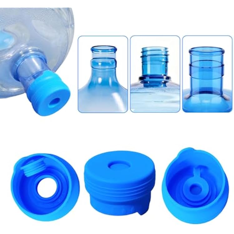 3 Pack 3 and 5 Gallon Water Jug Cap, Upgrade Silicone Reusable Replacement Caps, Non Spill Lids for 55mm StandardScrewCrown Tops Water Bottle